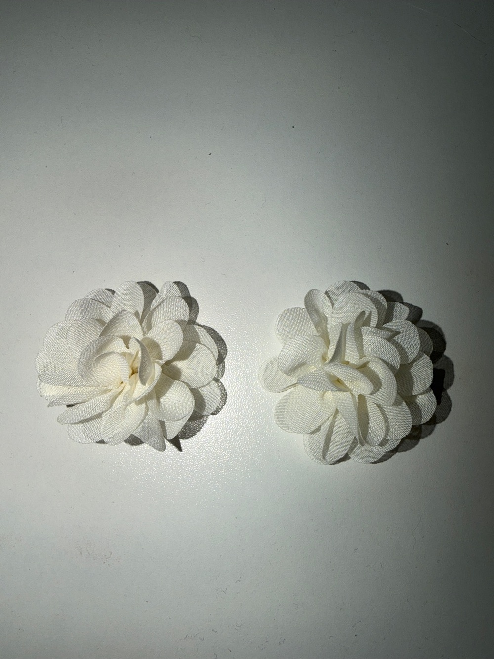 White Fabric Flower Clip Pair - Women's Hair Accessories